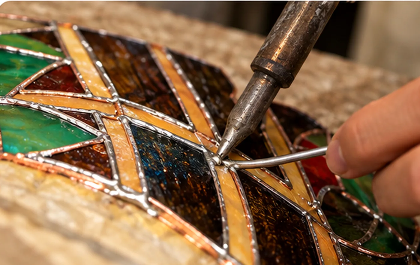 Soldering the seams with a soldering iron