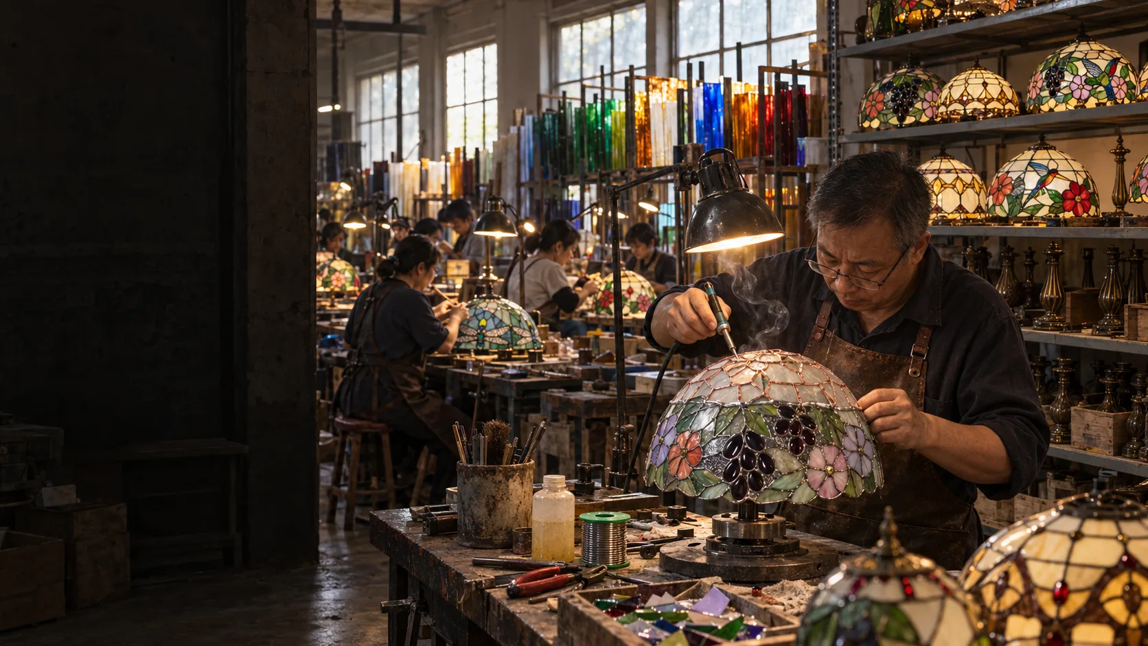 Workshop: assembling and soldering stained glass shades